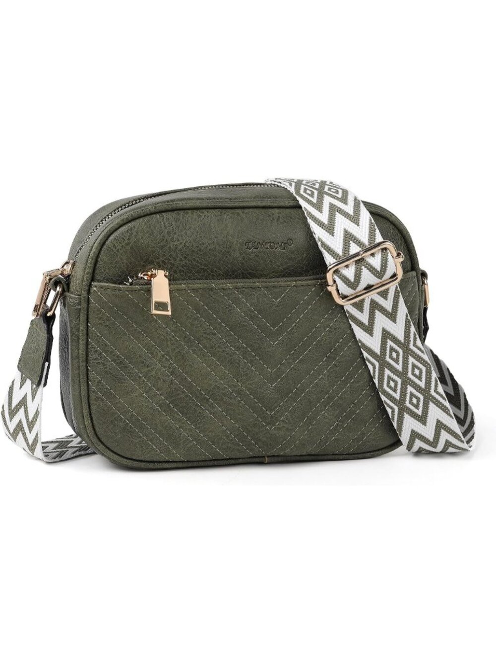 TANTOMI Women Dark Green Leather Purse Crossbody Zipper Pocket Shoulder Handbags